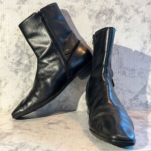 Women's‎ Talbot’s Black Leather High Ankle Boots Size 8.5W Made in Brazi…